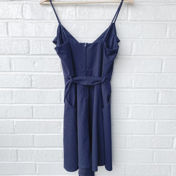 Dry Goods | Navy Ruffle Belted Skater Dress - Picture 8 of 8